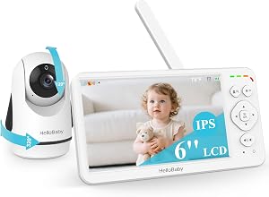 HelloBaby Baby Monitor with Camera and Audio, 6" World First IPS Large Screen, No WiF