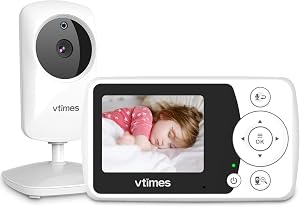 VTimes Baby Monitor with Camera and Audio, No WiFi, 2.4" LCD Screen, Two-Way Talk, Po