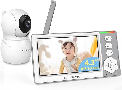 Baby Ganibs Baby Monitor with Camera and Audio, 4.3'' Video Baby Monitor with 1000ft Long Range and 30-Hour Battery, No WiFi,Night Vision, ECO Mode, 2-Way Talk