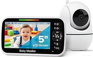 GoodBaby Baby Monitor with Camera and Audio - No WiFi, Remote Pan-Tilt-Zoom, Night Vision,
