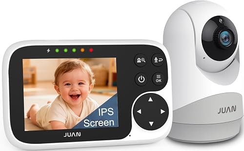 JUAN Baby Monitor with Camera and Audio, No WiFi 100% Private, 1000ft Range Connection, Remote Pan-Tilt-Zoom, Night Vision, Temperature Sensor, 8 Lullabies, 2-Way Talk for Newborn Infant